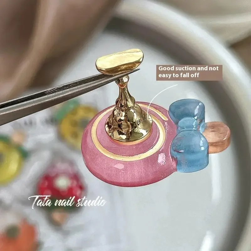 Bandeja de frutas e morango fofa, xadrez, pontas magnéticas de unhas, expositor de acrílico, suporte para unhas, prática de esmalte em gel, exibição de unhas falsas