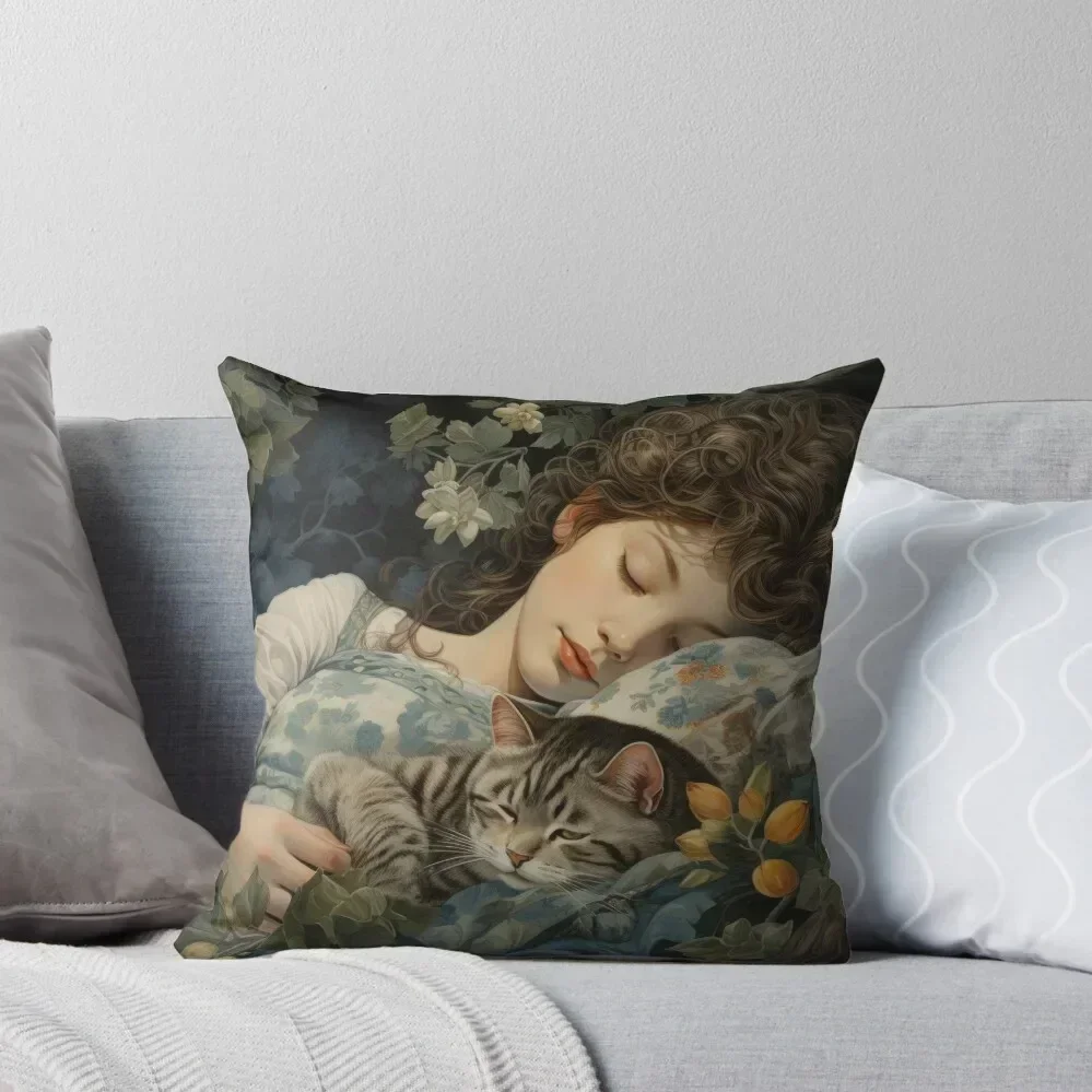 

2024 Calendar (Girl and Cat) Throw Pillow Sofa Pillow Cover Pillows Aesthetic Embroidered Cushion Cover pillow