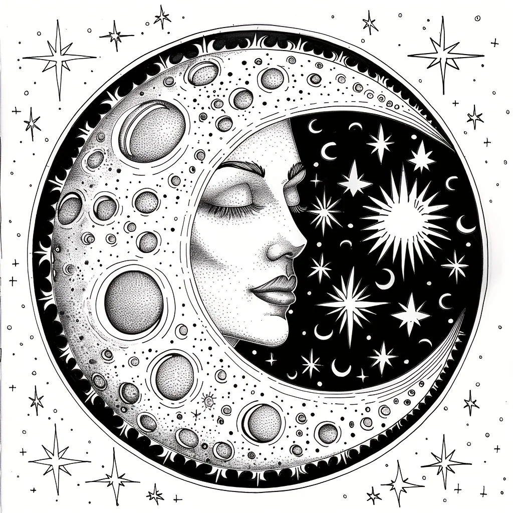 Libro para colorear Mystery Moon de 28 páginas para reducción de estrés para adultos |   Libro para colorear para aliviar el estrés y reducir el estado de ánimo San Valentín