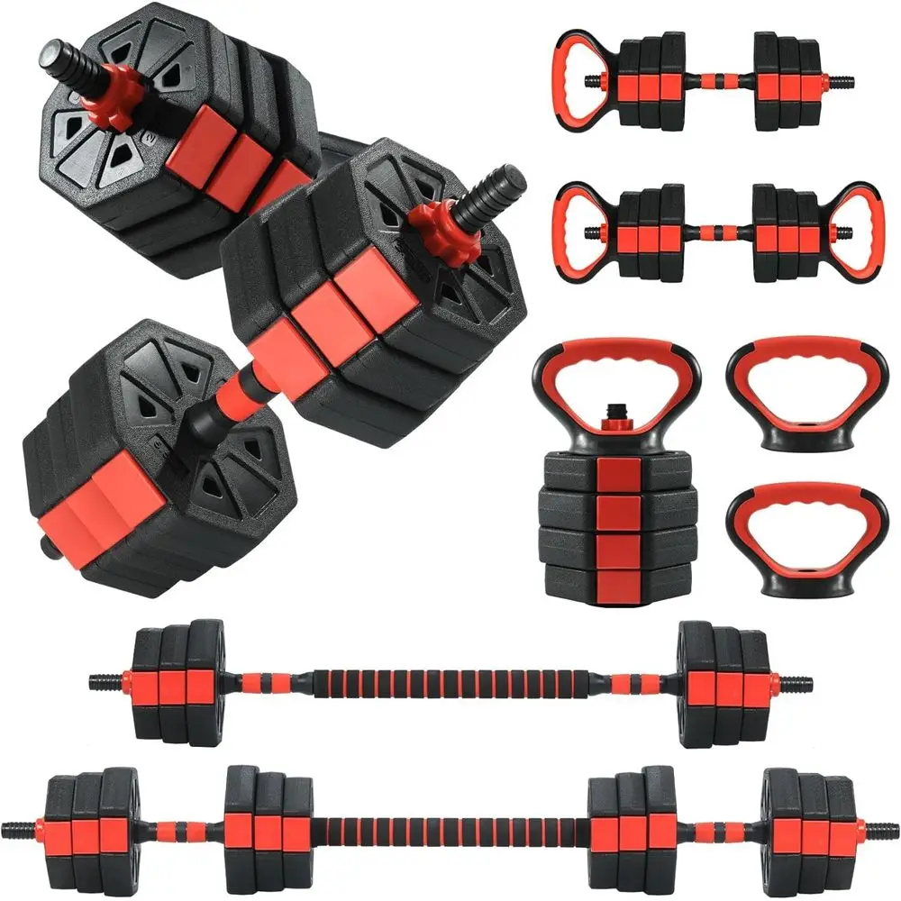 

Versatile 44/66/88Lbs Adjustable Dumbbell Set: 4-in-1 Kettlebell, Bar, Push-Up Stand for Home Gym