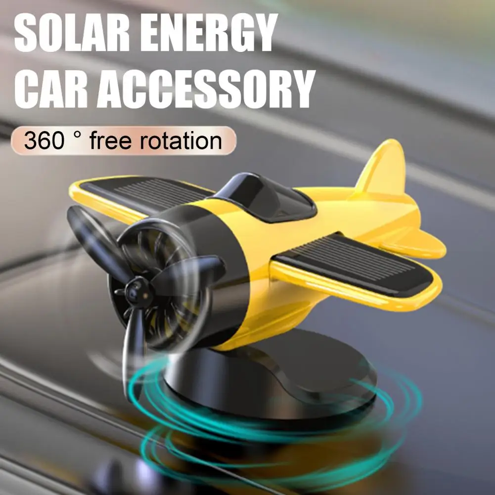 Solar Powered Airplane Car Decor Dynamic Dashboard Ornament With Silent Propeller Rotating Small Airplane Drift Accessories