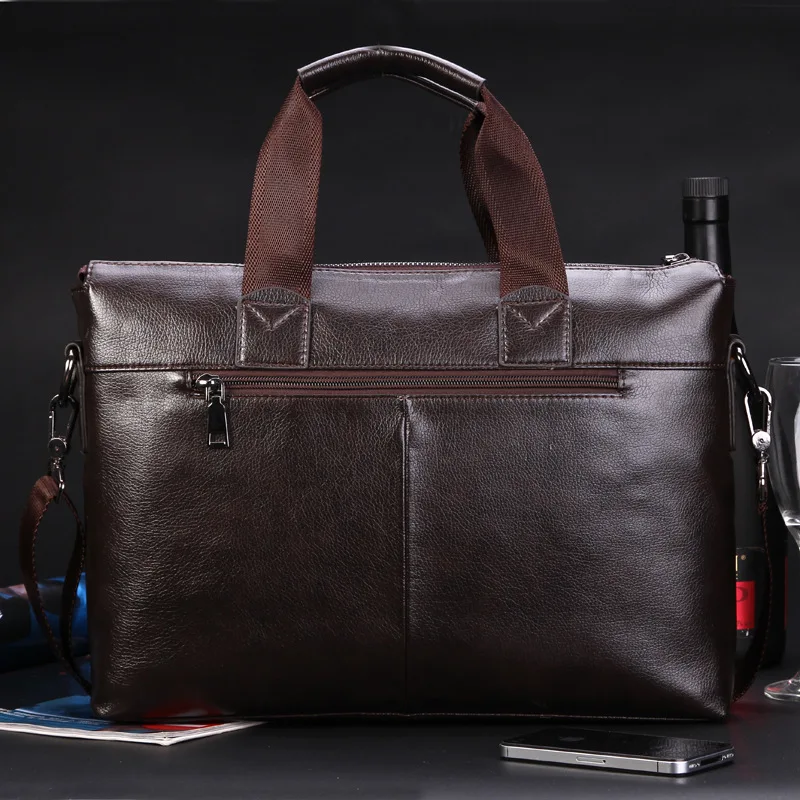 Business PU Leather Men's Briefcase Vintage Handbag Large Capacity Male Shoulder Messenger Bag Fashion 14 "Laptop Bag