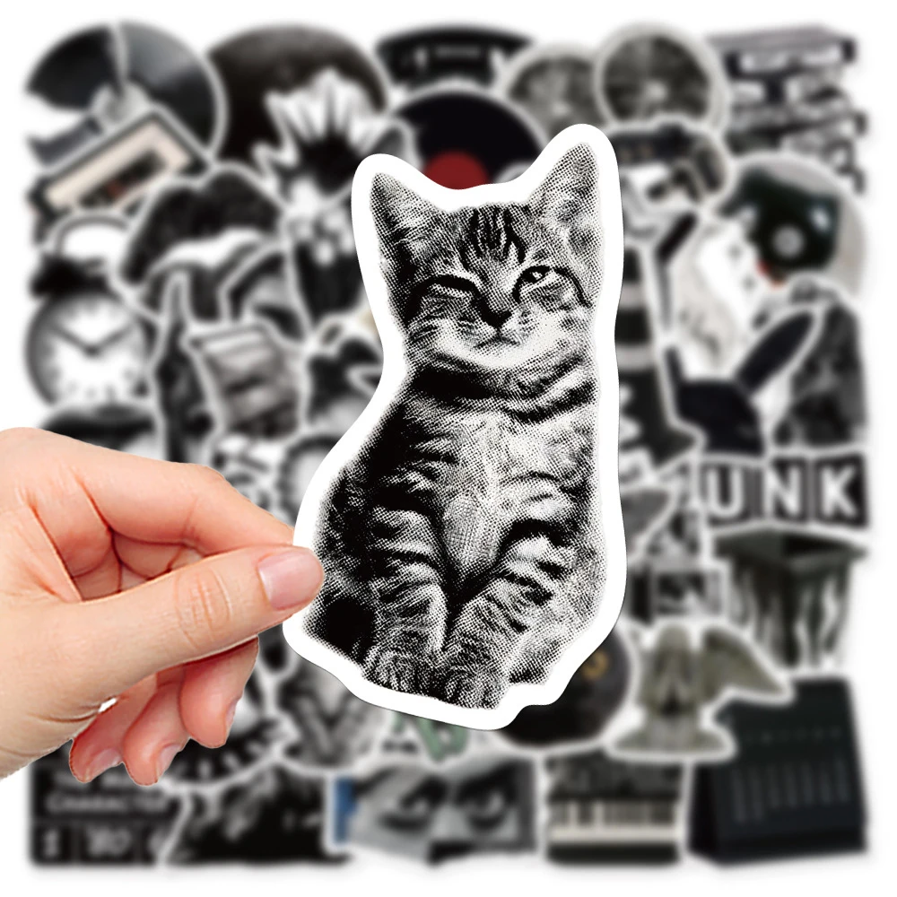 10/30/50pcs Black White Grunge Rock Stickers Art Aesthetic Graffiti Decals DIY Luggage Phone Laptop Cool Waterproof Sticker Pack
