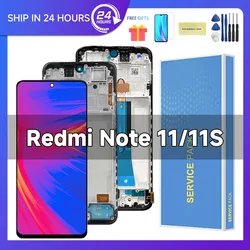 100% Original AMOLED For Xiaomi Redmi Note 11S LCD Display Screen Touch Digitizer For Redmi Note 11 2201117TG Display With Frame