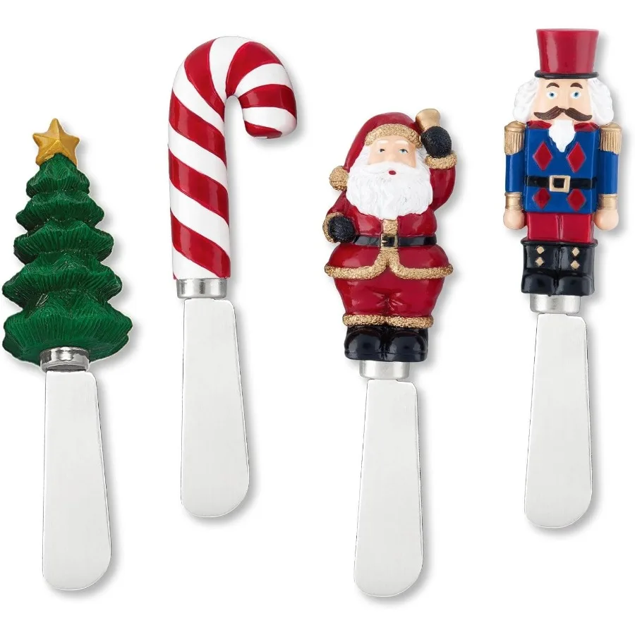 

Расширители сыра Tis the Season, ручная роспись, ручки из смолы с лезвиями из нержавеющей стали для крема, сыра, масла и варенья