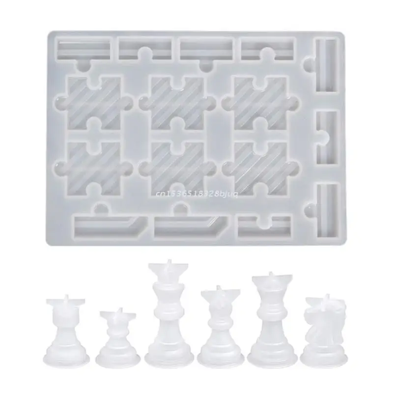 Chess Set with Checkers Board Silicone Resin Mold Full Size 3D Chess Crystal Epoxy Casting Mold for DIY Art Craft Dropship