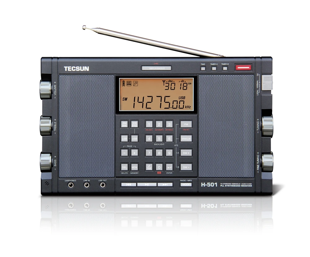 Tecsun H-501 Digitale draagbare stereoradio Worldband AM/FM Kortegolf Longwave Radio met SSB-ontvangst Dubbele luidsprekers MP3-speler