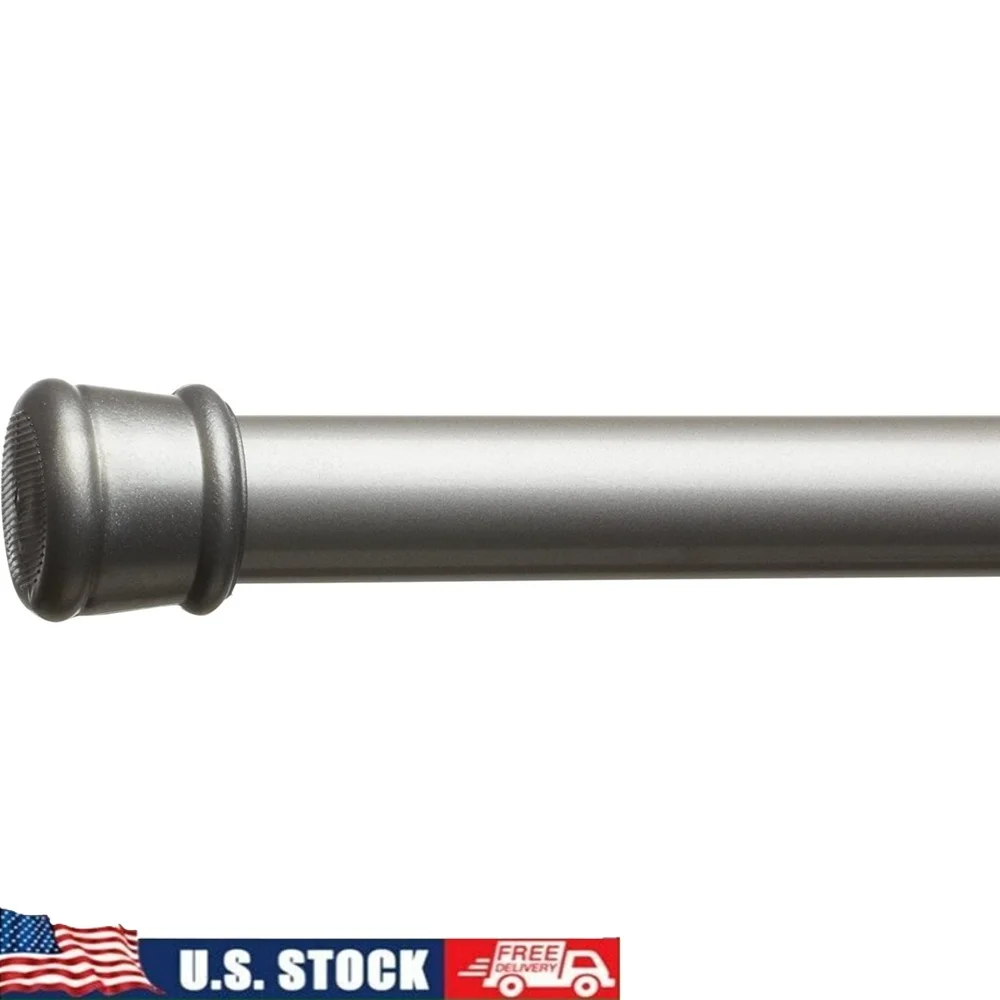 

Регулируемый серебряный карниз для душа диаметром 1 дюйм, дизайн натяжения, стальные прочные резиновые концы, идеально подходит для ванной комнаты 41–76 дюймов