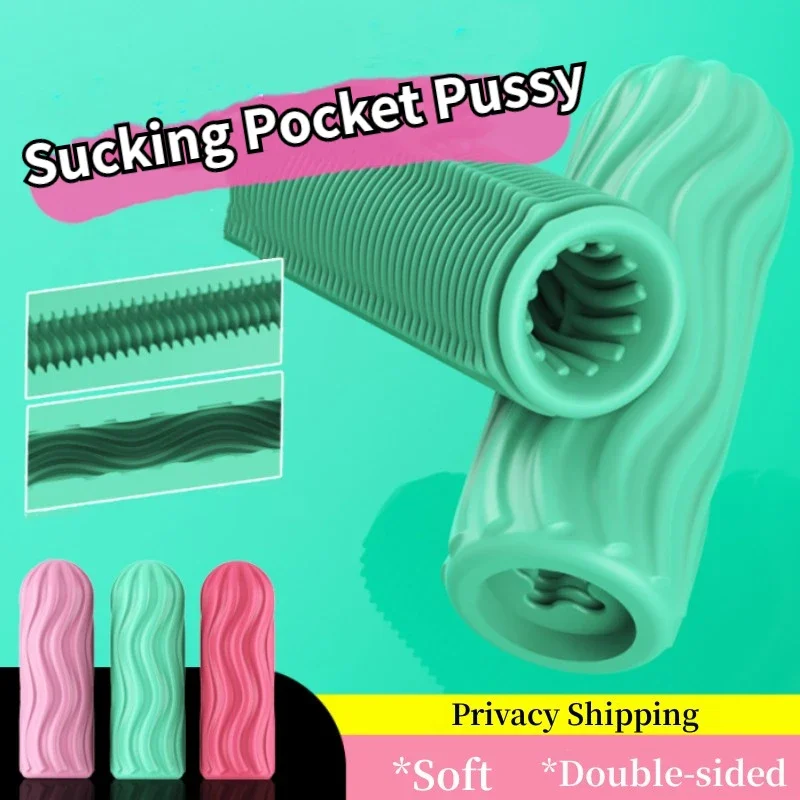 Male Masturbator Cup Manual Silicone Portable Sucking Airplane Cup Soft Vagina Blowjob Pocket Pussy Masturbation Sex Toy For Men