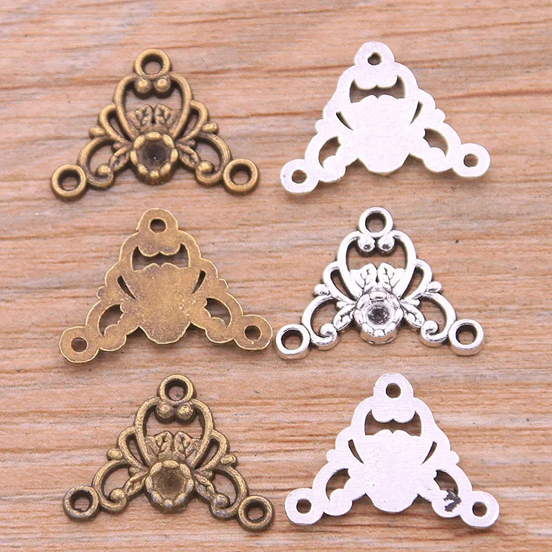 40Pcs 19*20MM 2 Color Retro Zinc Alloy Hollow Flowers Porous Connectors Charm Linker For DIY Pendant Jewelry Accessorie