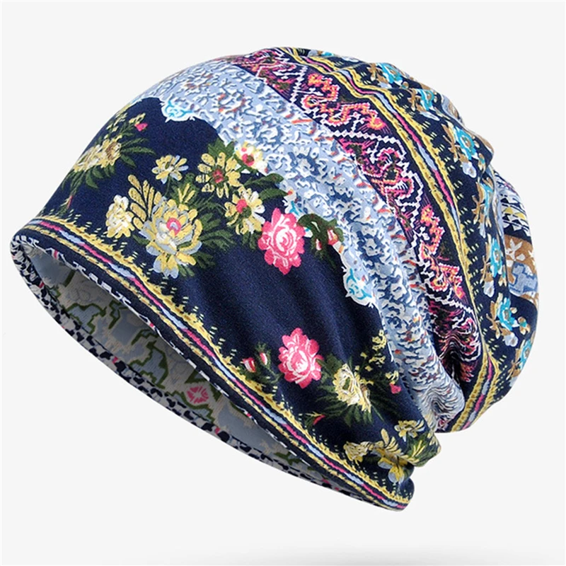 Unisex Fashion Autumn Winter Hat Printed Scarf Cap Warm Beanie Bonnet Hat Retro Fashion Hat Hip Pop Caps For Women Men