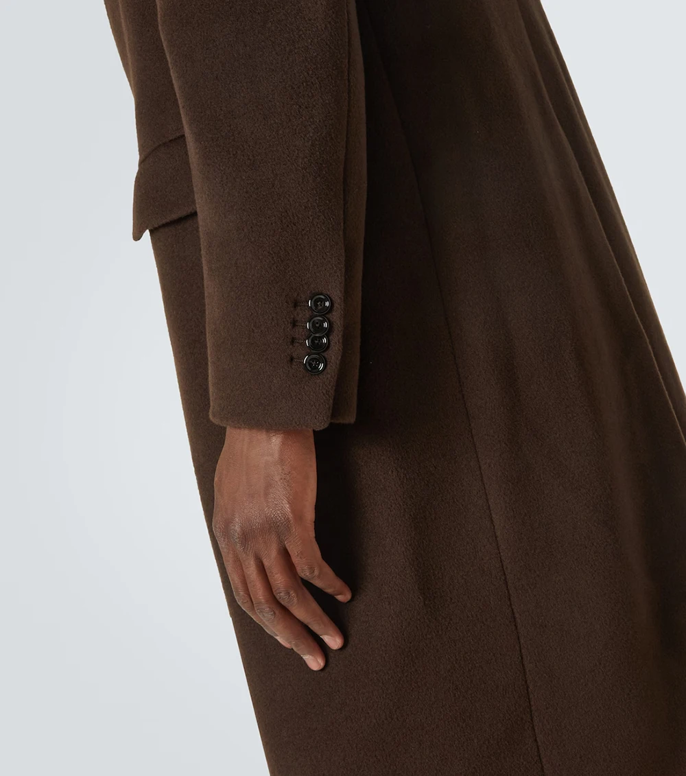 معطف شتوي طويل من الصوف للرجال بلغت ذروتها معطف مزدوج الصدر دافئ بقصة ضيقة سترة عمل فقط مصنوعة حسب الطلب