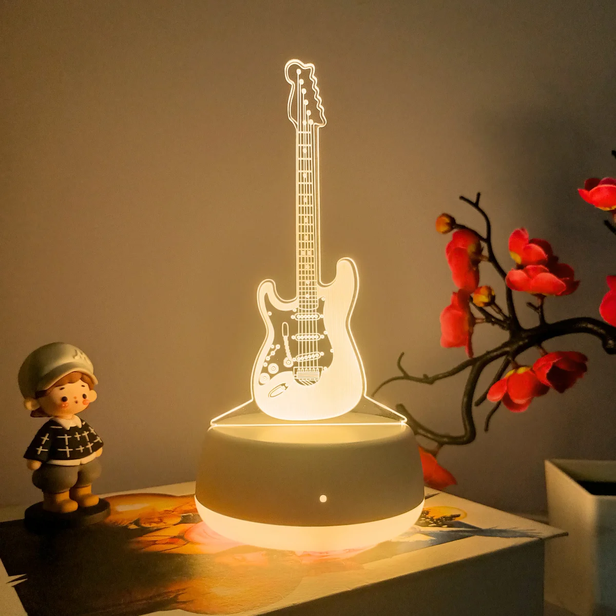 **מנורת לילה בצורת גיטרה עם LED**