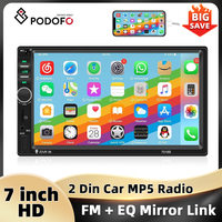 Podofo 2Din Car Multimedia Player Bluetooth Mirror Link MP5 Player USB FM EQ 4-channel Output Remote Control 7018B Car Stereo