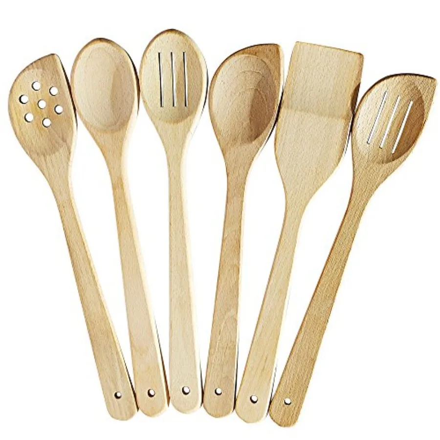 

Healthy Wooden Spoons For Cng Set of 6. Safe and Reliable Cng Utensils for Kitchen 100% tural Nonstick Wood Spatula Spoon For S