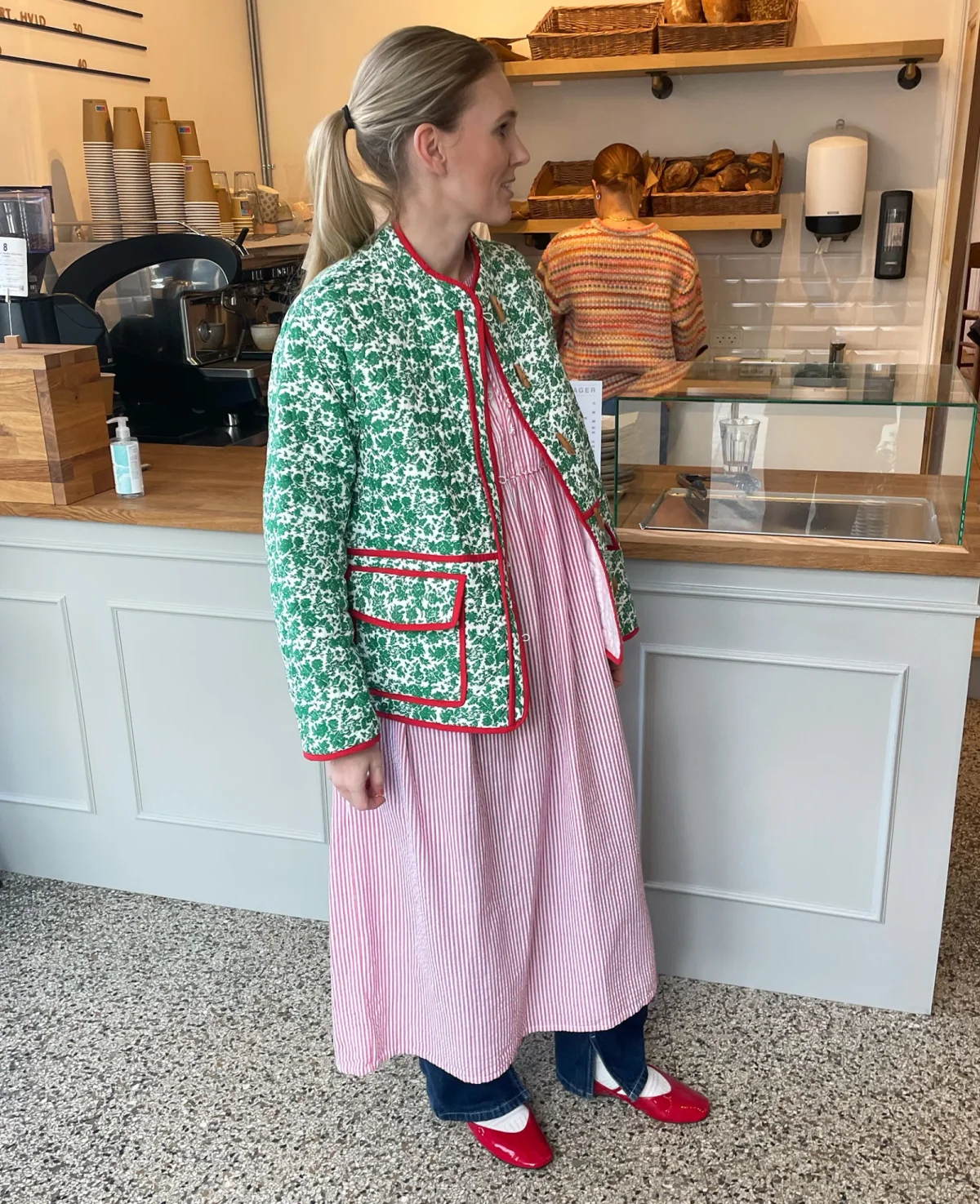 Women Fashion Vintage Floral Print Quilted Jackets Autumn Winter Female Long Sleeve Coat With Pockets Lady Streetwear Outwears