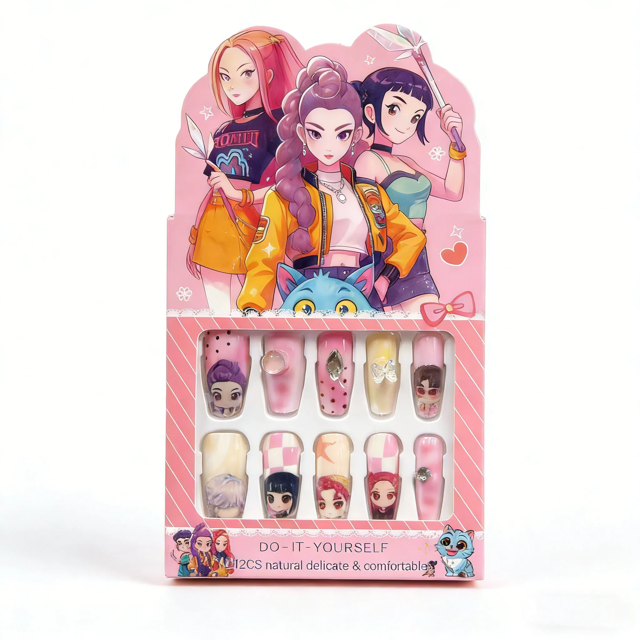 Exquisite tragbare Nagelaufkleber für Mädchen mit glänzenden Strasssteinen in voller Größe, passend zum Jelly-Kleber, ideales Geschenk für Mädchen. – Detail 16