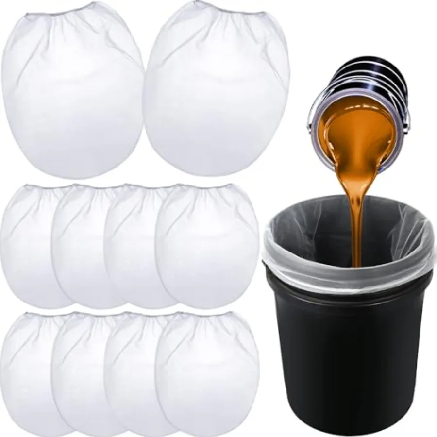 

Patelai 10 Pcs 5 Gallon Paint Strainer Bags Regular Fine Mesh/Elastic Top Bag Strainers for Use with Paint Sprayers White