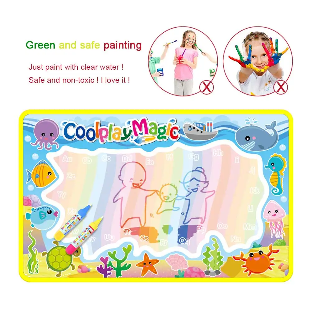 Dierenthema's Regenboog Watertekenmat met 2 pennen Waterkrabbelmat voor kinderen Kleurboeken Waterverfkleed Kerstcadeau voor kinderen