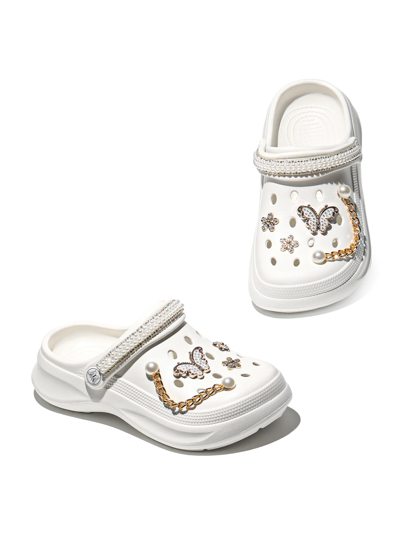 Kinder Slip-On Clogs und Pantoletten - Atmungsaktive, Wasserdichte EVA-Gartenschuhe mit Dekorativer Kette für Strand und Alltag 168 – Detail 5