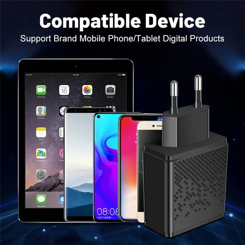 PD 30W 2 USB Charger LED Type C Wall Charger Power Adapter For iPhone 14 13 Xiaomi Huawei Samsung EU Charge 3.0 Phone Charger