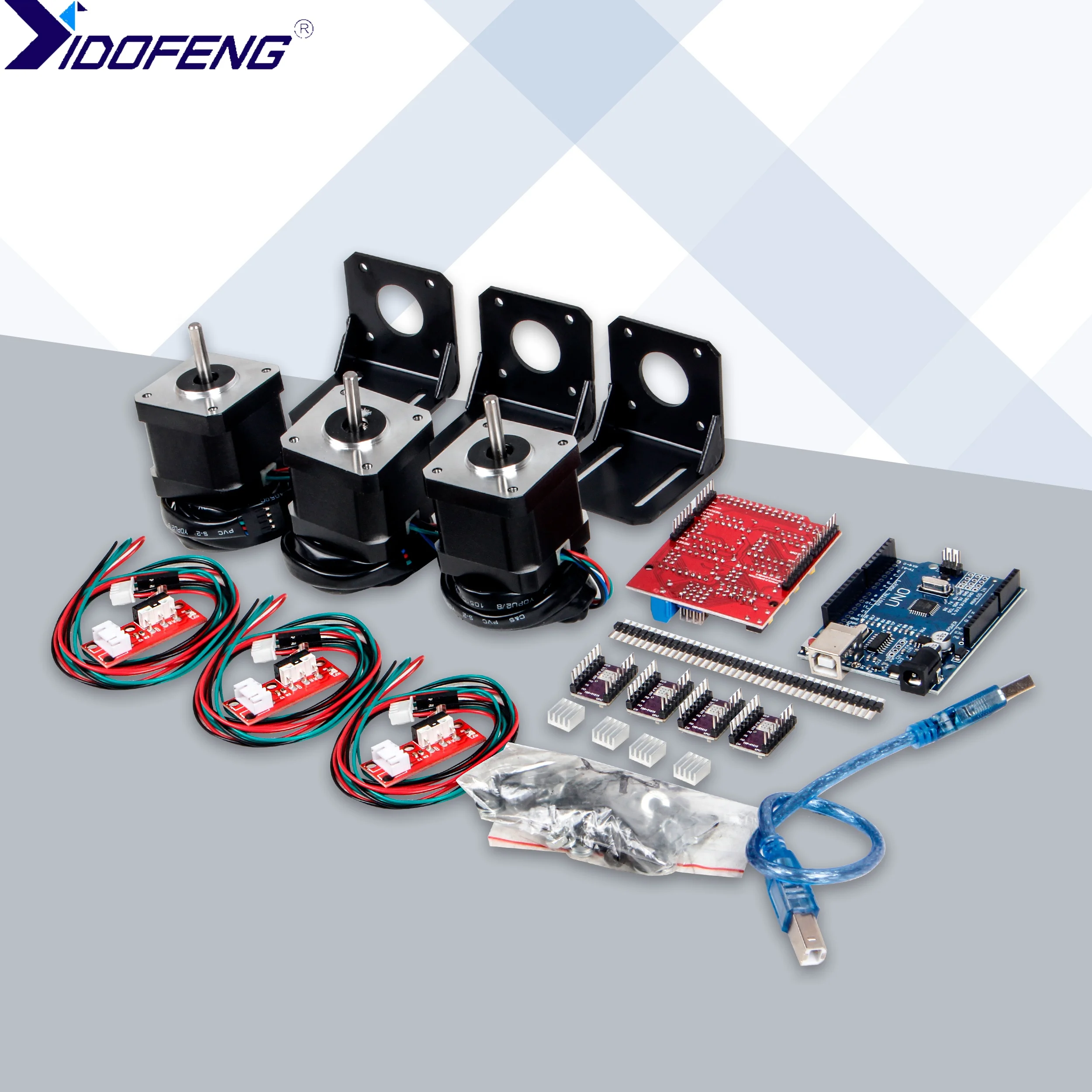 3D Printer CNC Controller Kit Nema 17 Stepper Motor & UNO R3 Improvement Borad & DRV8825 Drivers For Arduino 3D Printer