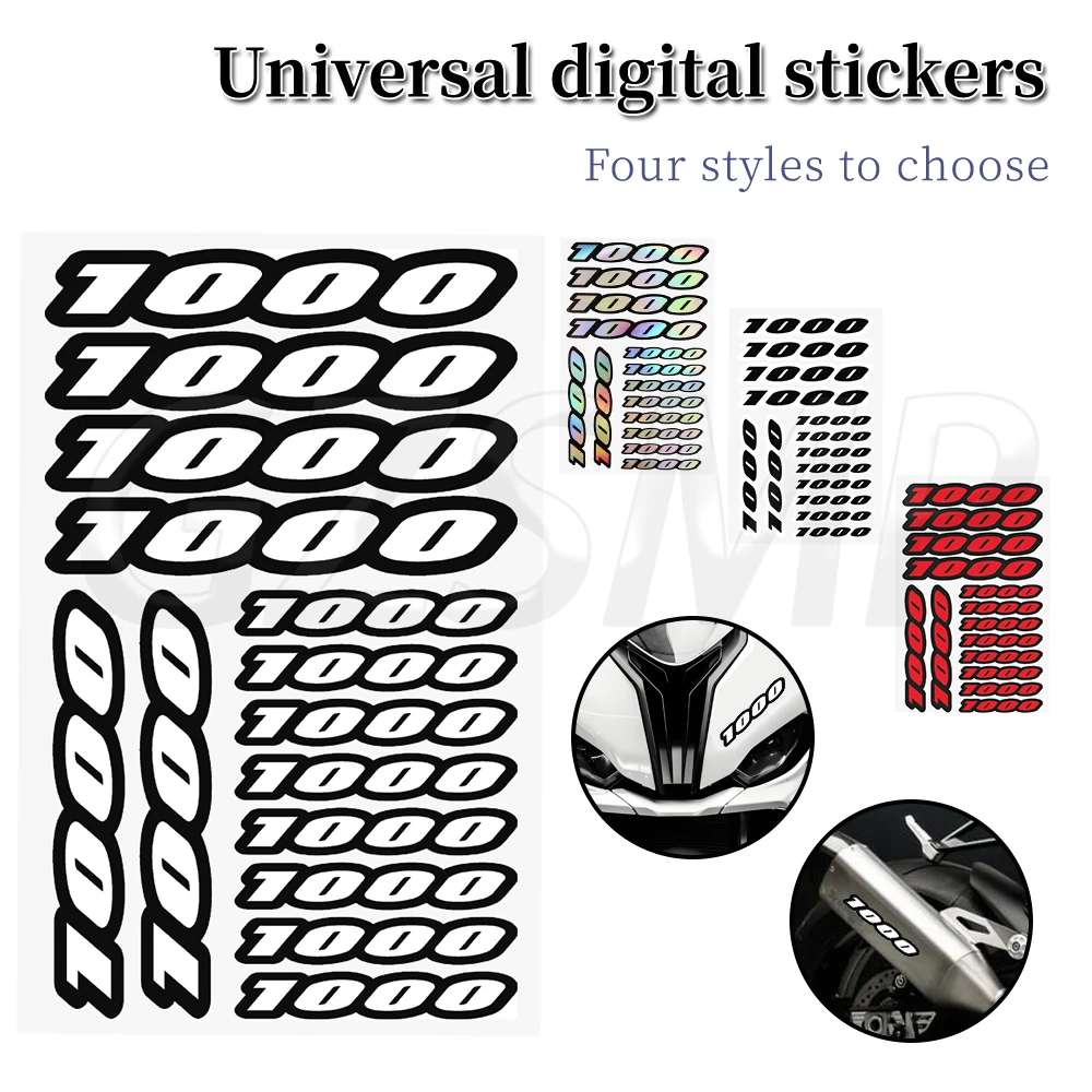 Motorcycle Stickers Number 1000 Emblem Decals Fit for Kawasaki Honda Suzuki Aprilia M S 1000 R XR RR Z1000 GSXR/S Monster