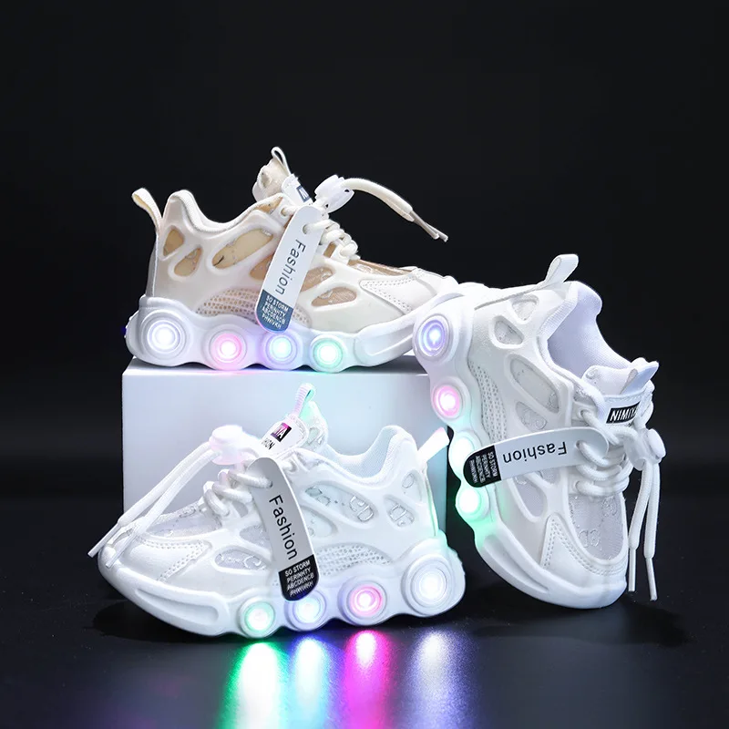 

2025 New Brands Fashion Sport Infant Tennis Sneakers Luminous Fashion Breathable Boys Girls Shoes LED First Walkers Toddlers