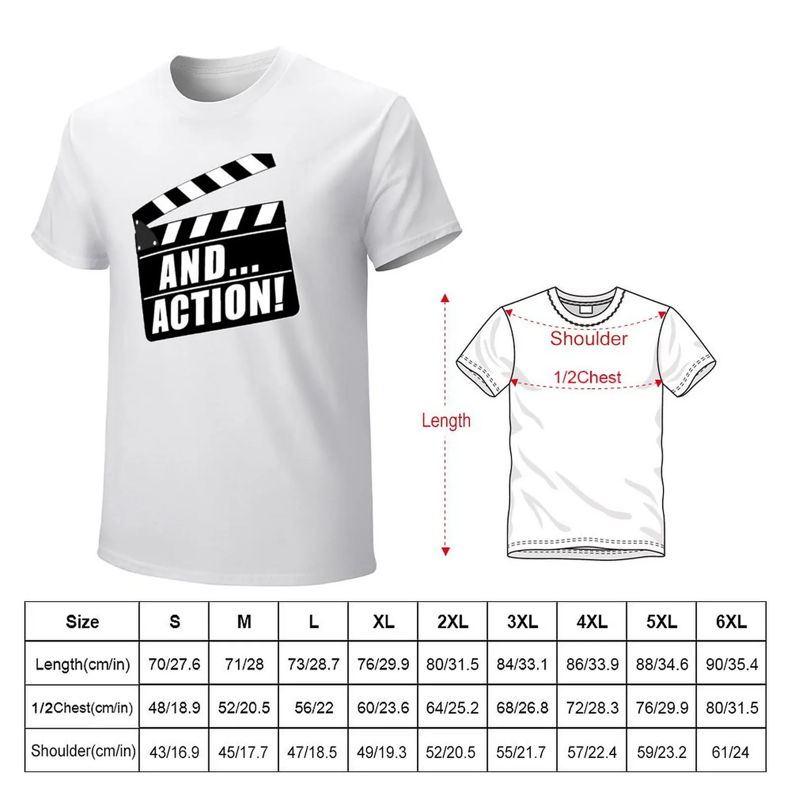 Movie Clapperboard And... Action! T-Shirt customizeds plain aesthetic clothes heavyweights funny t shirts for men