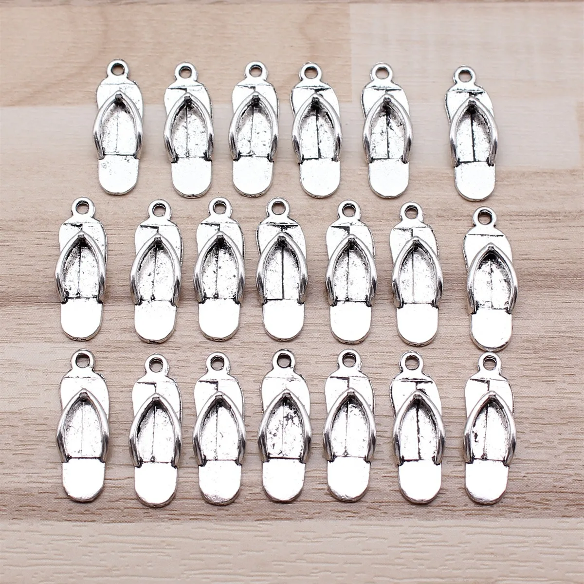 IFOCUS 20pcs/Lot Slippers Charms For DIY Jewelry Making Zinc Alloy 21x7mm/0.83x0.28inch