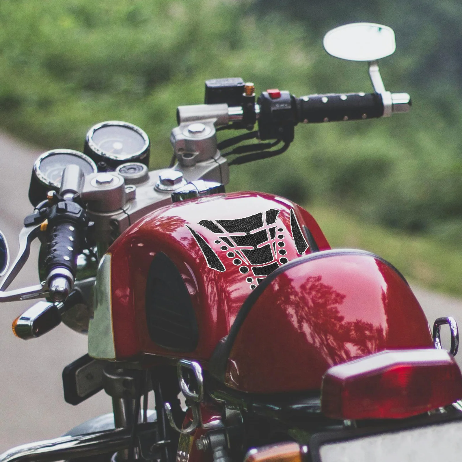 

Motorcycle Gas Tank Sticker Plastic Fuel Cap Protector Easy Install Carbon Fiber Style Motorcycle Decals Accessories