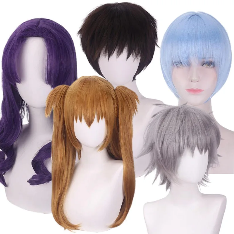 mi-sa-にインスパイアされた合成ロングウェーブのかかったパープルコスプレウィッグ仮装パーティーアニメロールプレイ用耐熱ファイバーヘア