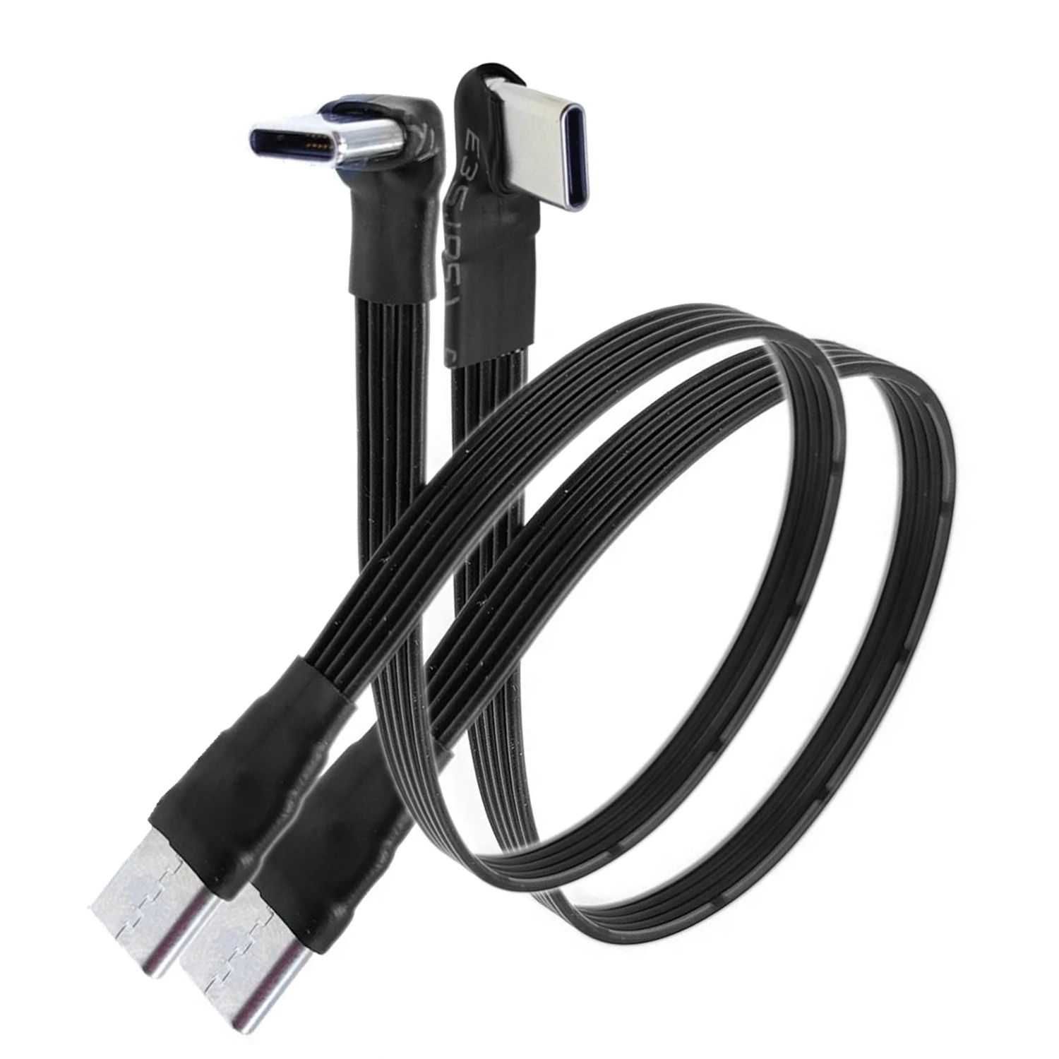 

USB 2.0 Type-C Flat Cable Extension FPC Cable USB 2.0 USB-C 90° Up/Down Angled Plug 5CM-1M