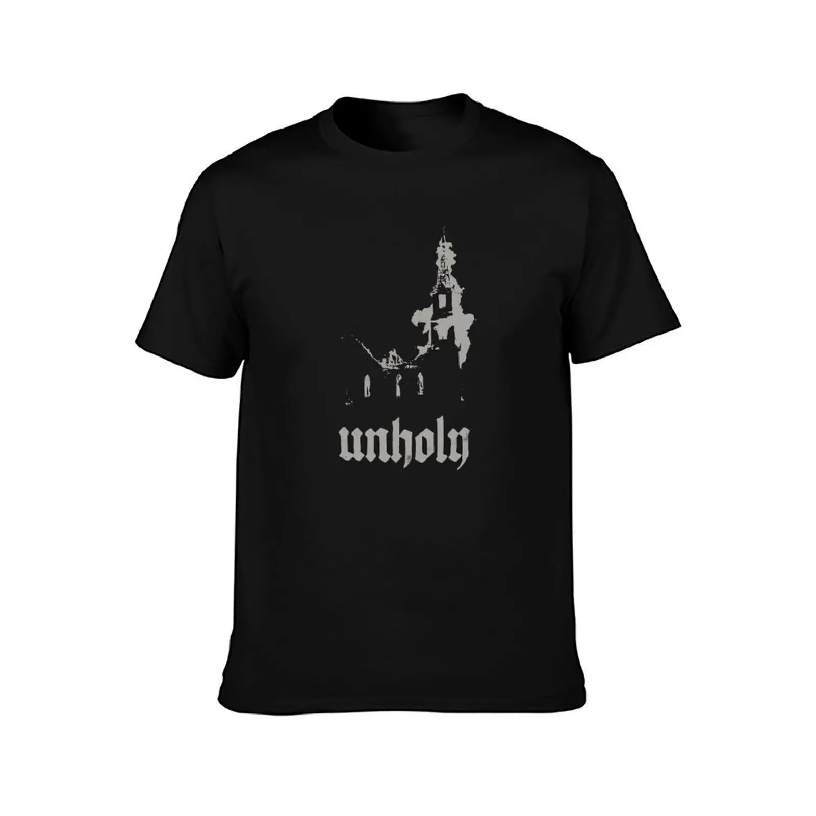 Kaus Desain Metal Setan Ateis Antichrist Okultisme Gereja Terbakar Kaus Cetak Kustom
