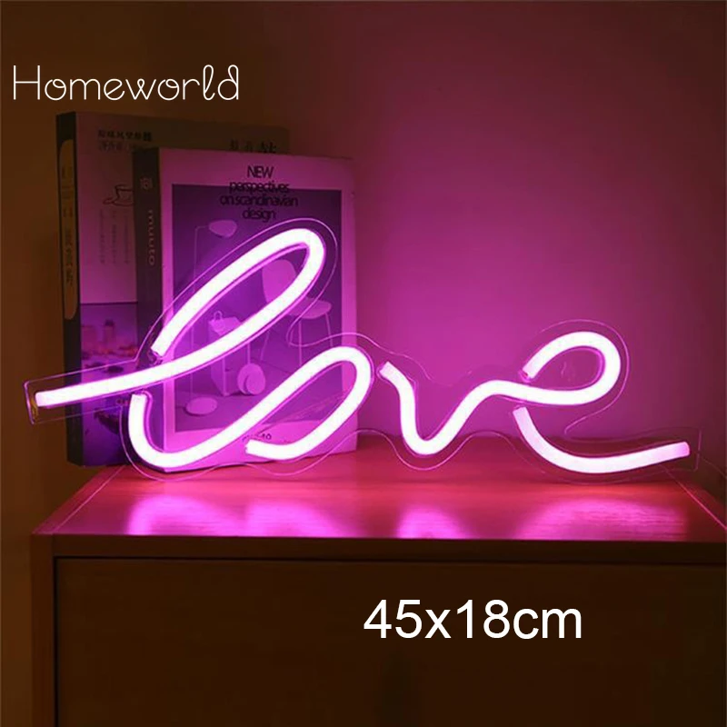 Wedding Love LED Neon Sign Light Wall Hanging Heart Shape Decoration Night Lamp Party Confession Birthday Decor Bar Shop Gift