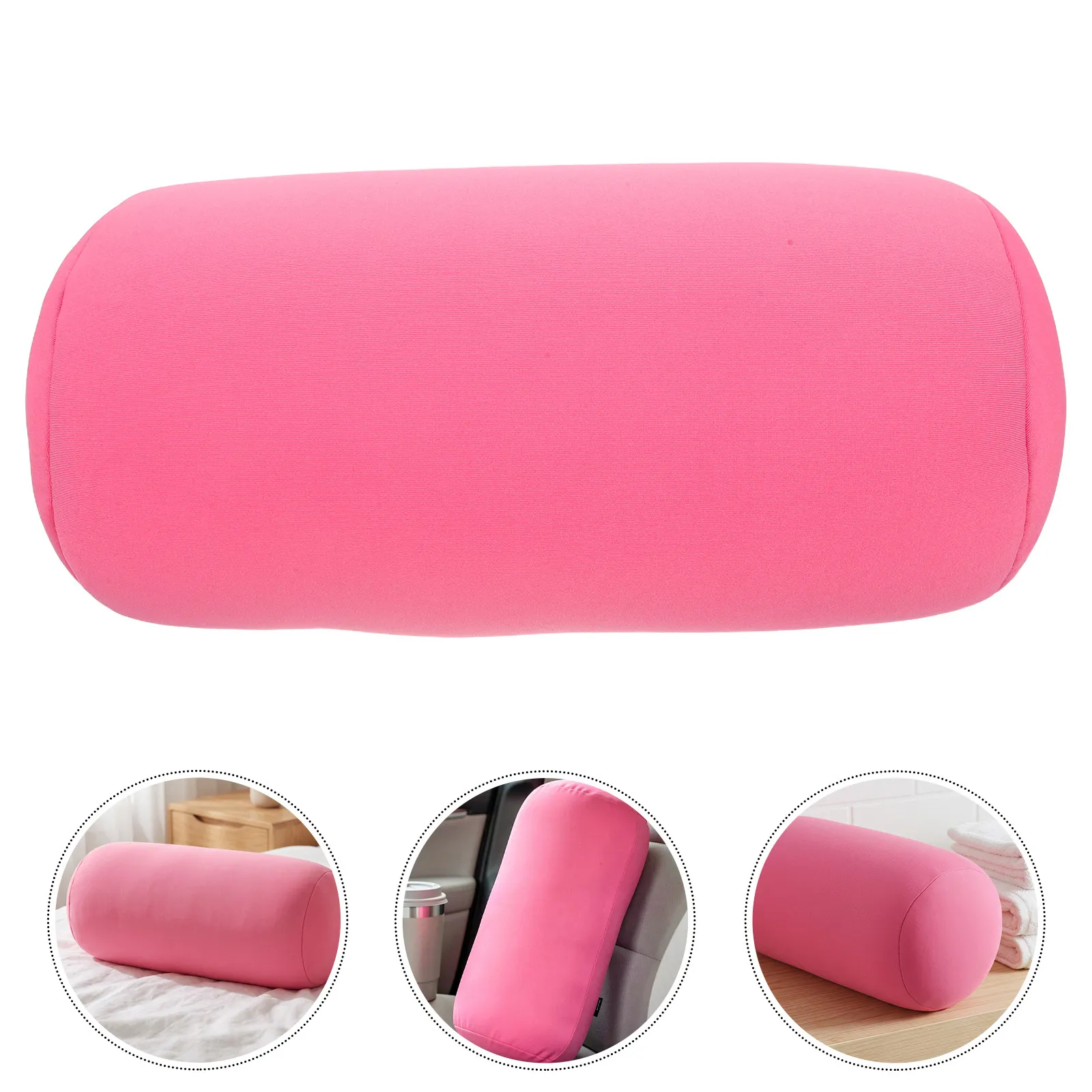 Microbead Bolster Tube Pillow – Soft Pink Cylindrical Neck & Lumbar Support Roll Pillow