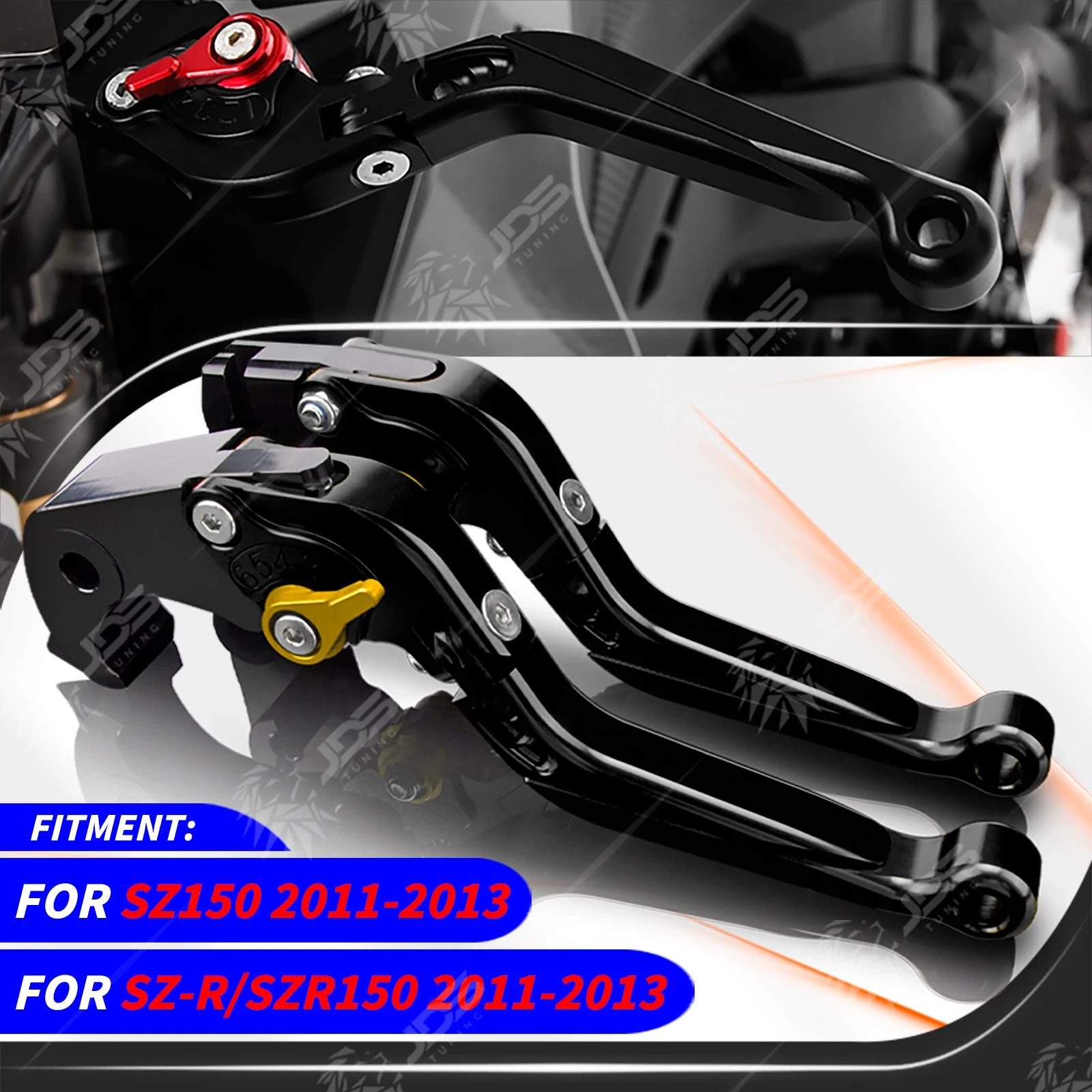 JDSTUNING - Juego de Palancas de Embrague y Freno Ajustables y Plegables para Yamaha SZ150/SZ-R/SZR150 2011-2013, Accesorios y Repuestos