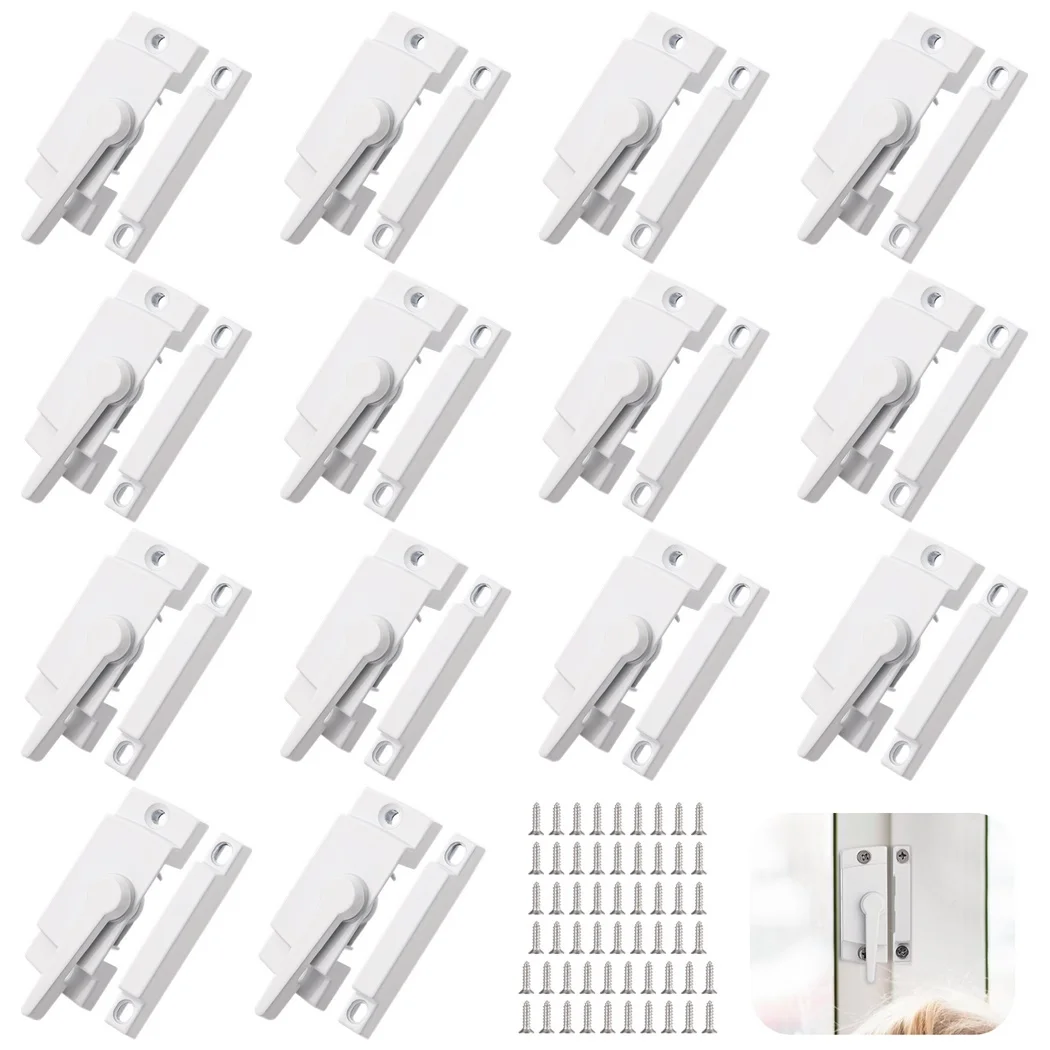 14Pcs Window Sash Locks With Screws Zinc Alloy Window Latches White Window Locks Vertical And Horizontal Window Security Locks