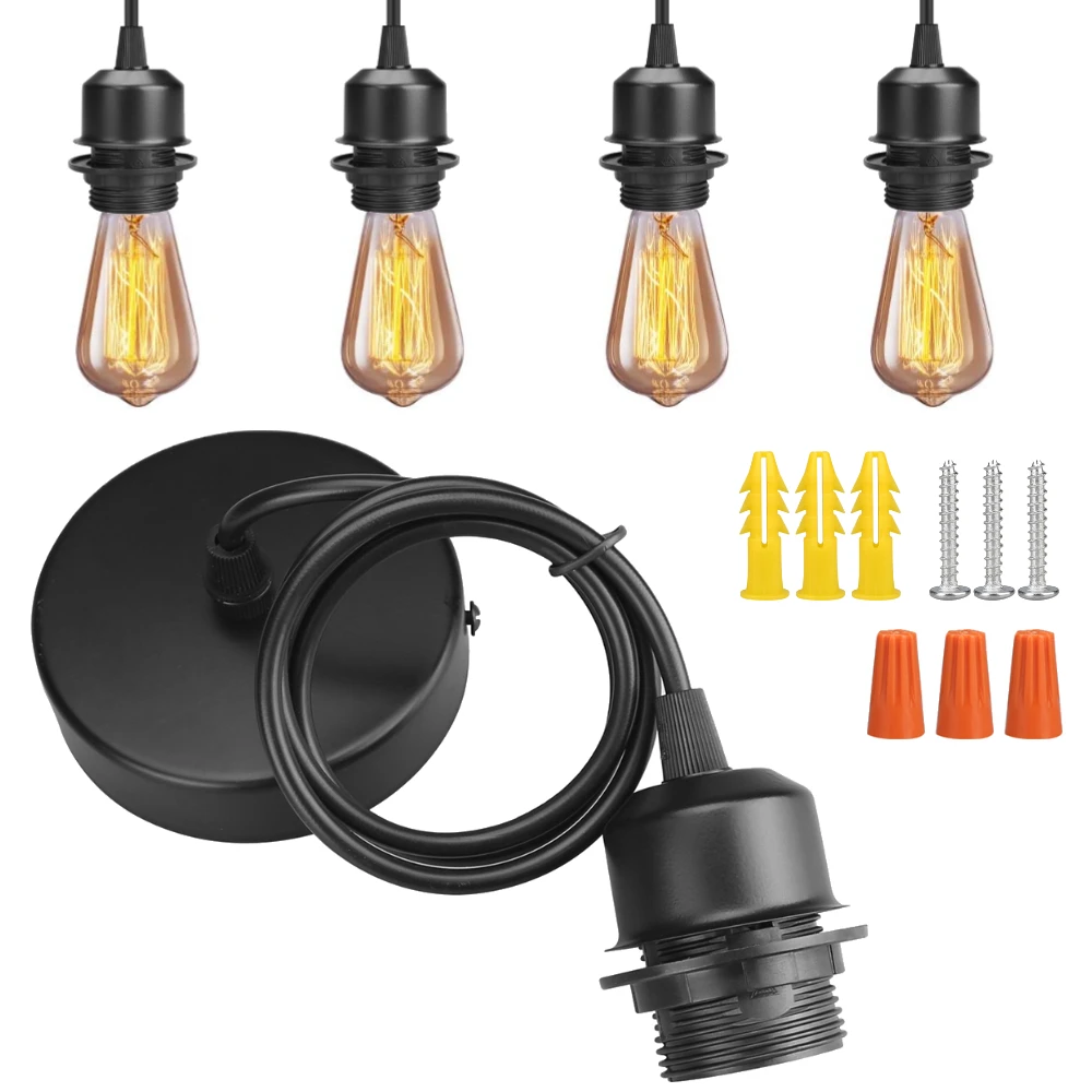 

Industrial Pendant Light Kit Edison Retro Pendant E27 Lamp Socket Vintage Pendant Light Cord Mini Ceiling Hanging Light Fixtures