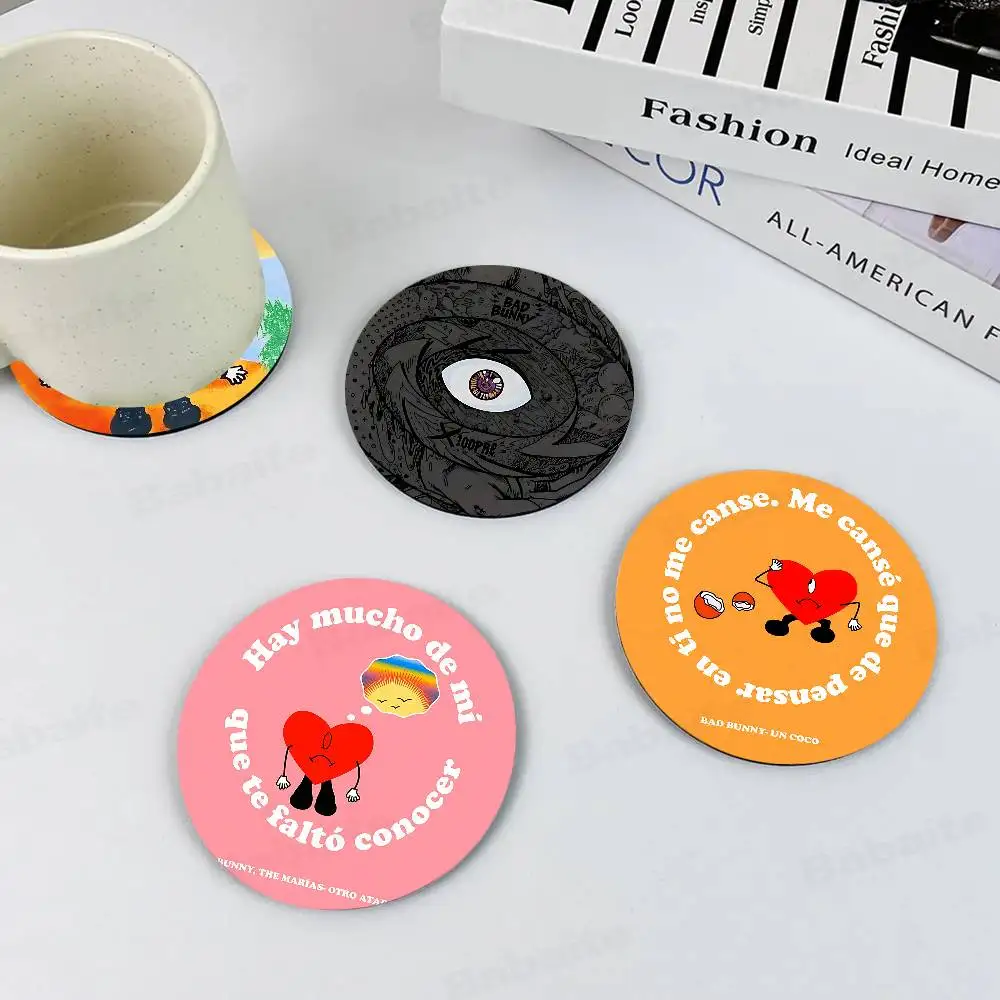 B-Bads B-Bunnys Art Wood Coasters Colorful Round Coaster Non-slip Heat Insulation Coffee Mats Home Accessories Kitchen