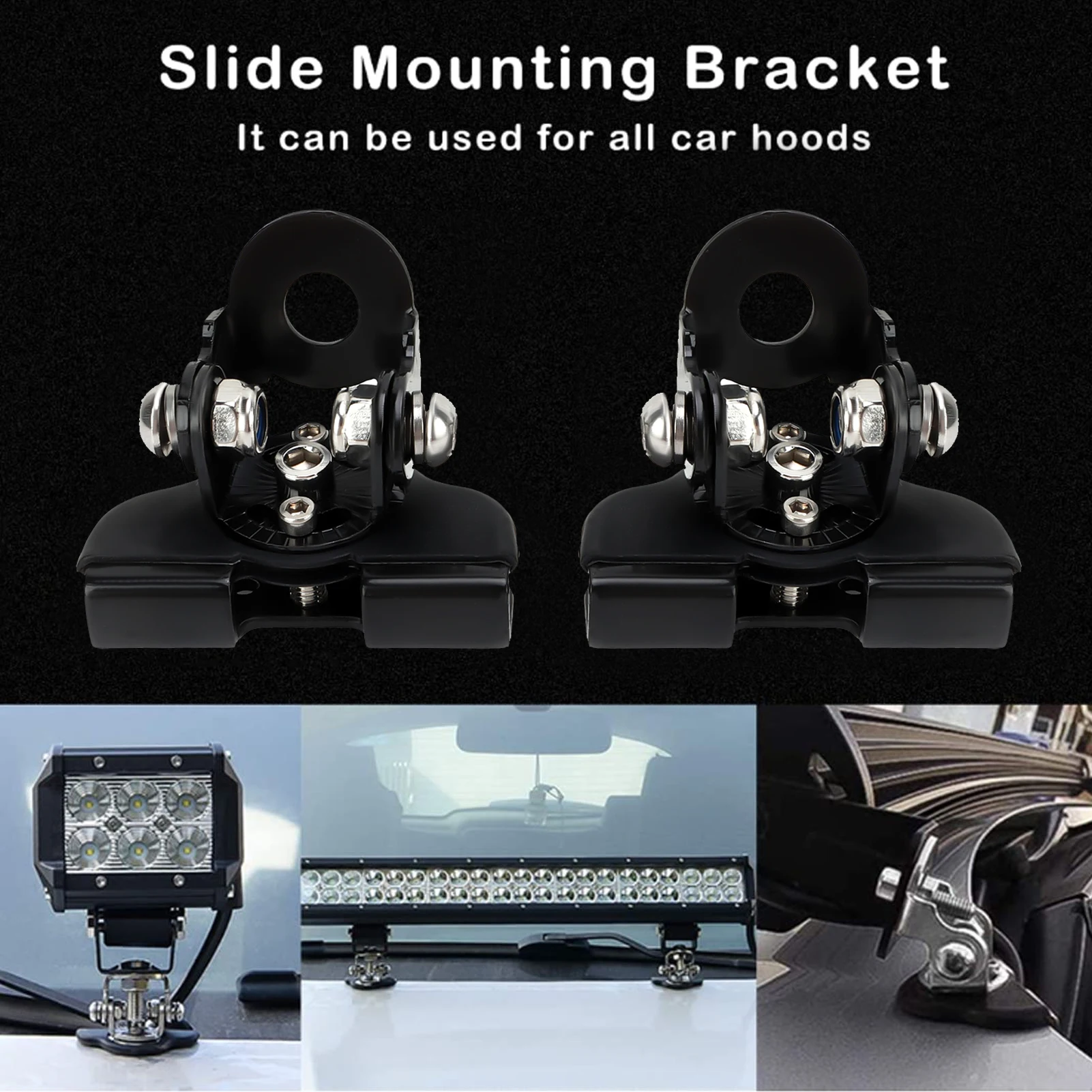 Engine Hood LED Light Bar Mounting Bracket Work Light Mount Holder Base Universal for Cars Sedans Trucks UTVs SUVs