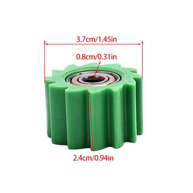 8mm green guide wheel, wild motorcycle chain guide wheel with built-in bearing nylon chain tensioner wheel