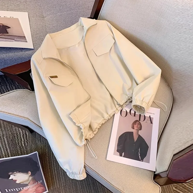 Frauen Sommer Dünne ort Svel Stehkragen Sport Oberbekleidung Reißverschluss Lange Sve ort Länge Faionable Mantel