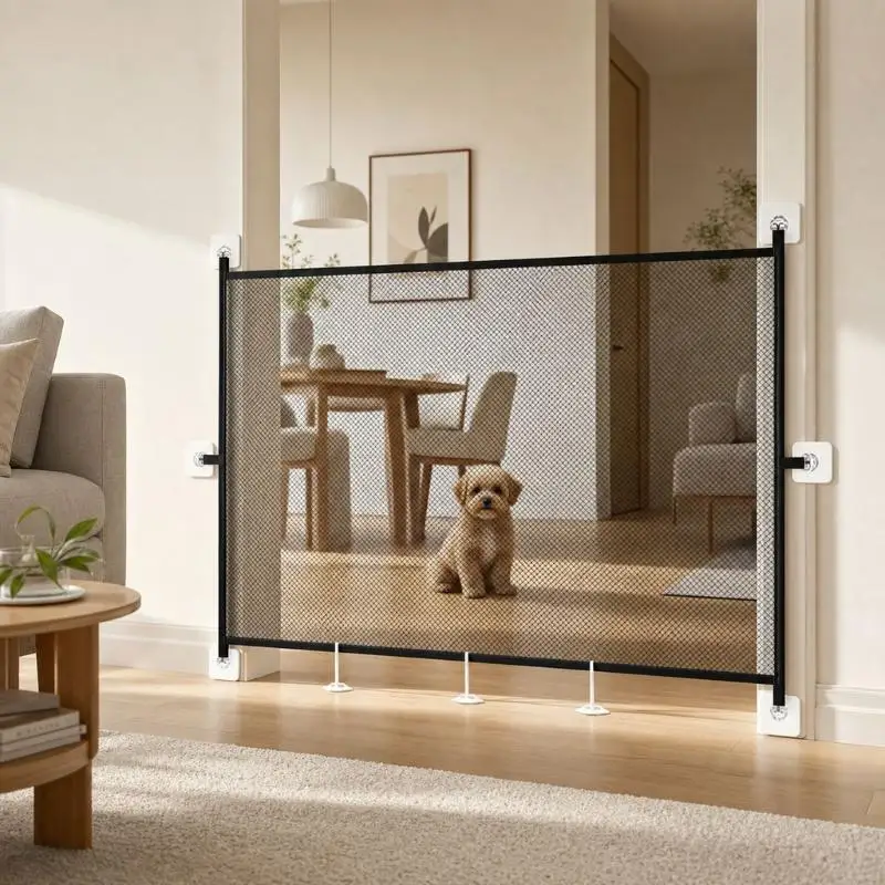 【HG】Pet Fence Barrier Folding With Universal Hooks Pet Safety Gate Easy Installation Baby Safe Guard Door - view 2