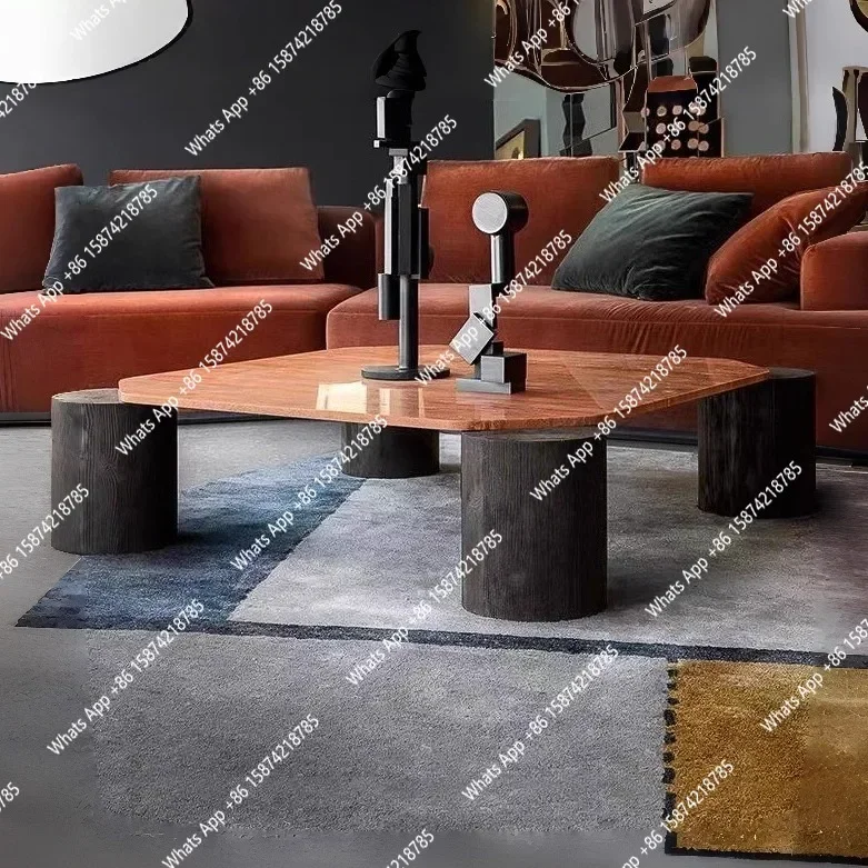 N63 Italian Travertine Coffee Table Art Gallery Grade for Showroom & Villa Heat & Scratch Resistant Master Design Customizabl