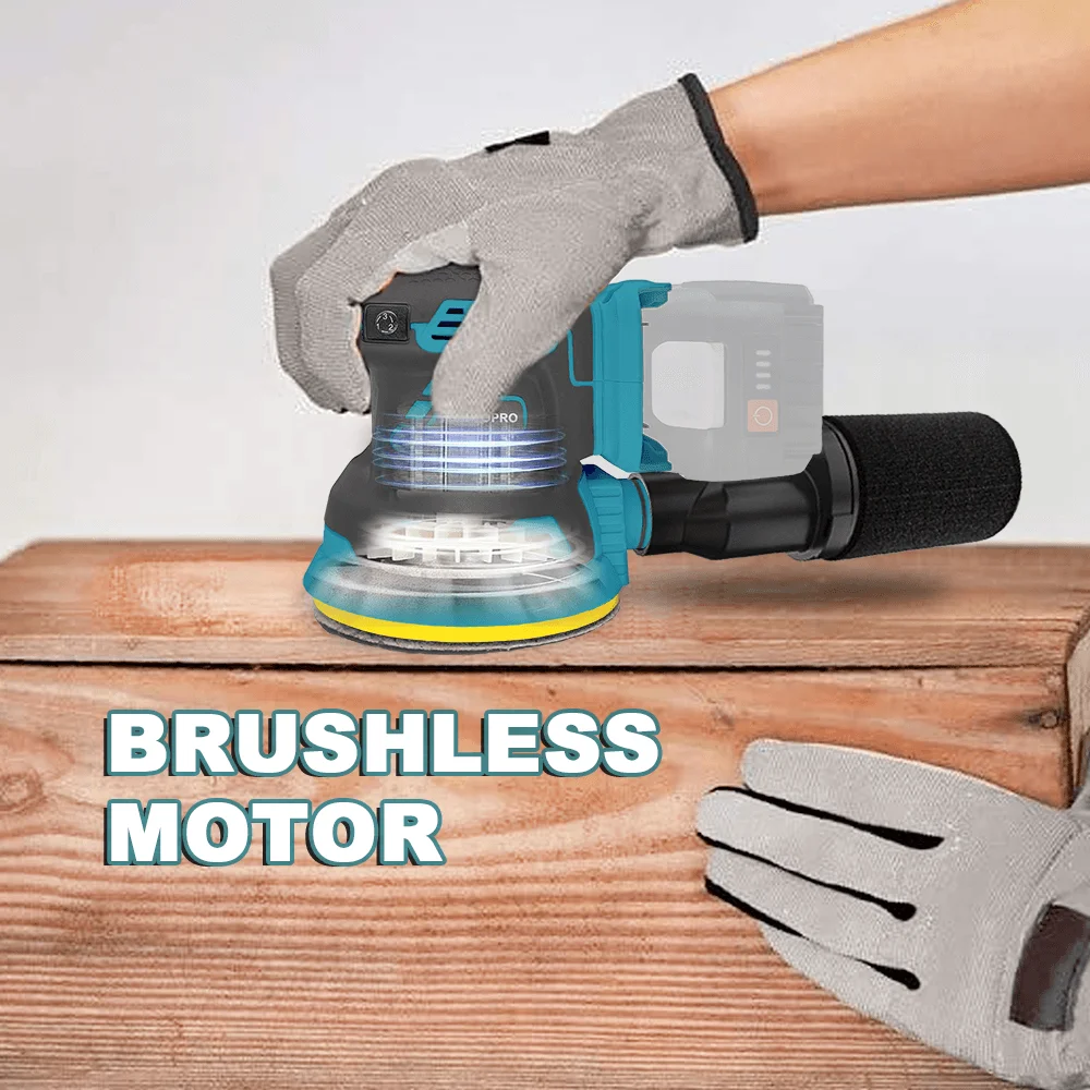 125mm Brushless Random Orbital Electric Sander Wood Grinder Polishing Grinding Sanding Machine 3 Speed For Makita 18V Battery(No