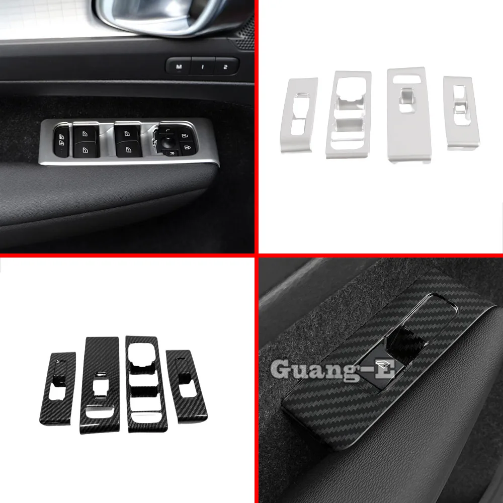 Car Cover Door Window Glass Inner Panel Armrest Lift Switch Button Trim Frame 4PCs For Volvo XC40 2018 2019 2020 2021 2022 2023