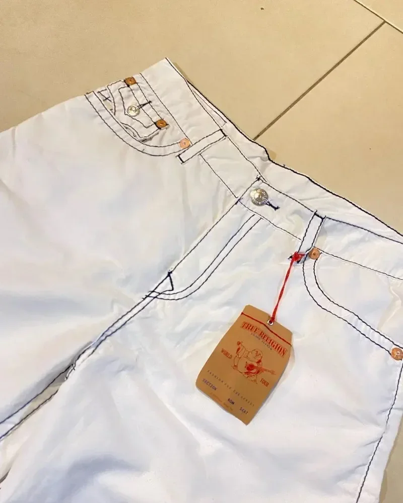 Pantaloncini di jeans a gamba larga Hiphop americani modelli da uomo e da donna pantaloni larghi dritti da strada pantaloncini Cargo estivi Y2k pantaloni da uomo