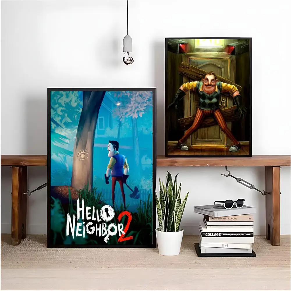 لعبة Hello N-Neighbor أنيمي اللوحة الخط HD مقاوم للماء قماش المشارك الفن: الجمالية جدار ديكور المنزل والبار والمزيد #3