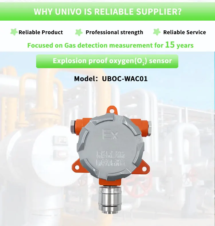 UBOC-WAC01 0~10V Range 0-30%/0-100% Concentration Measurement Explosion-proof O2 Gas Sensor Gas Detection Sensors